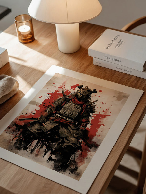Krieger Rüstung rot Splatterkunst