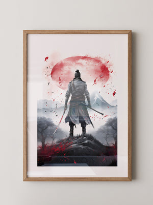 Samurai Landschaft Rot
