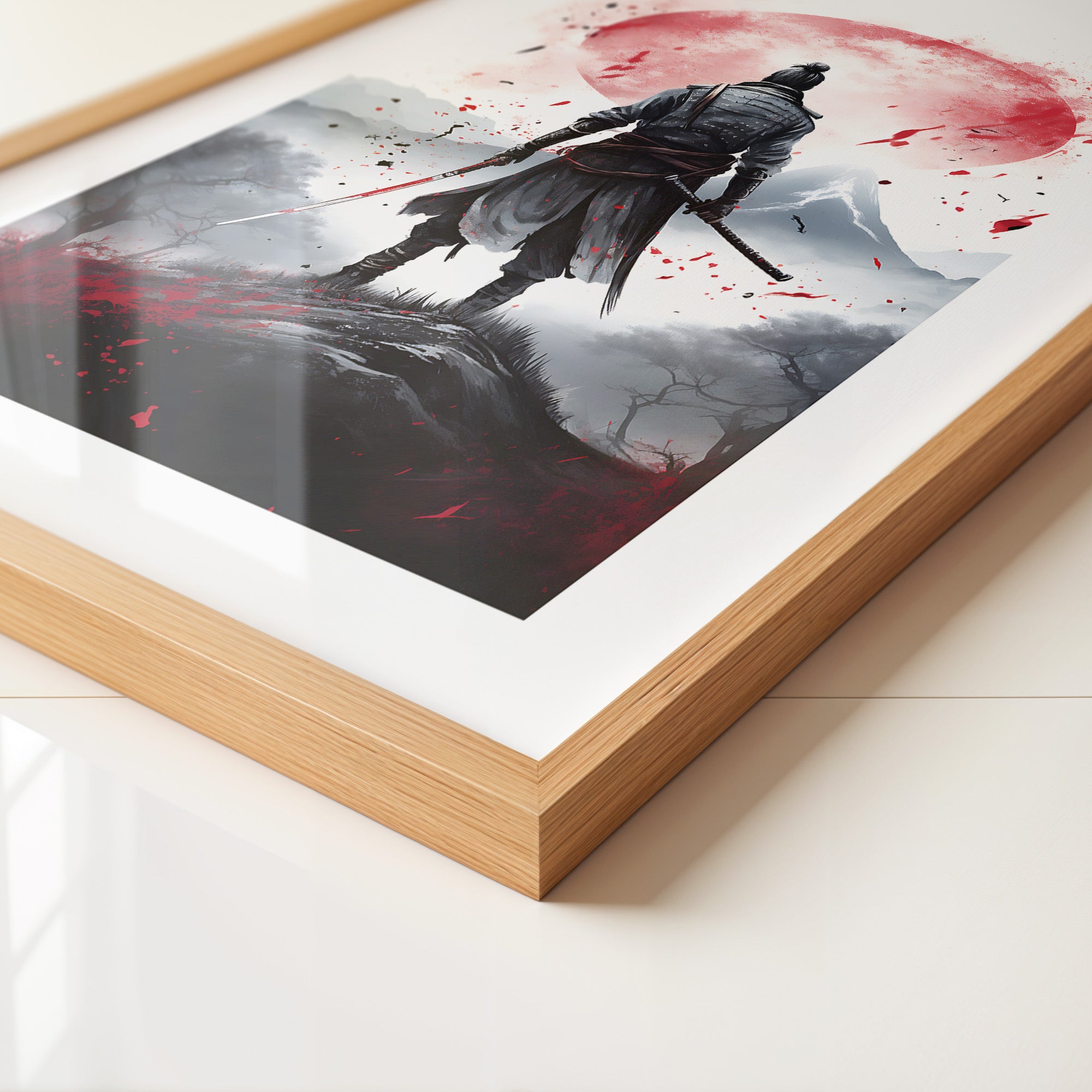 Samurai Landschaft Rot