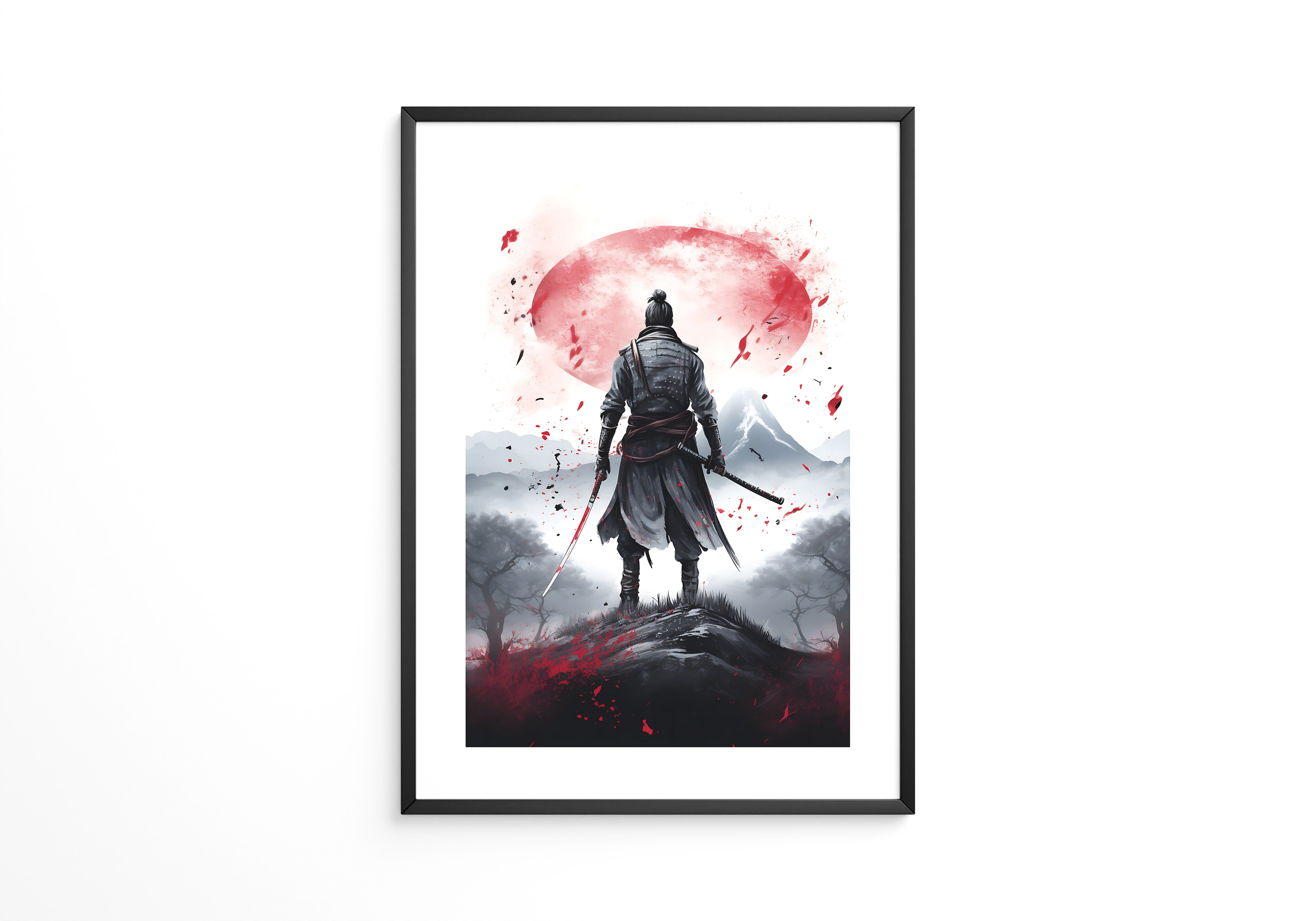 Samurai Landschaft Rot