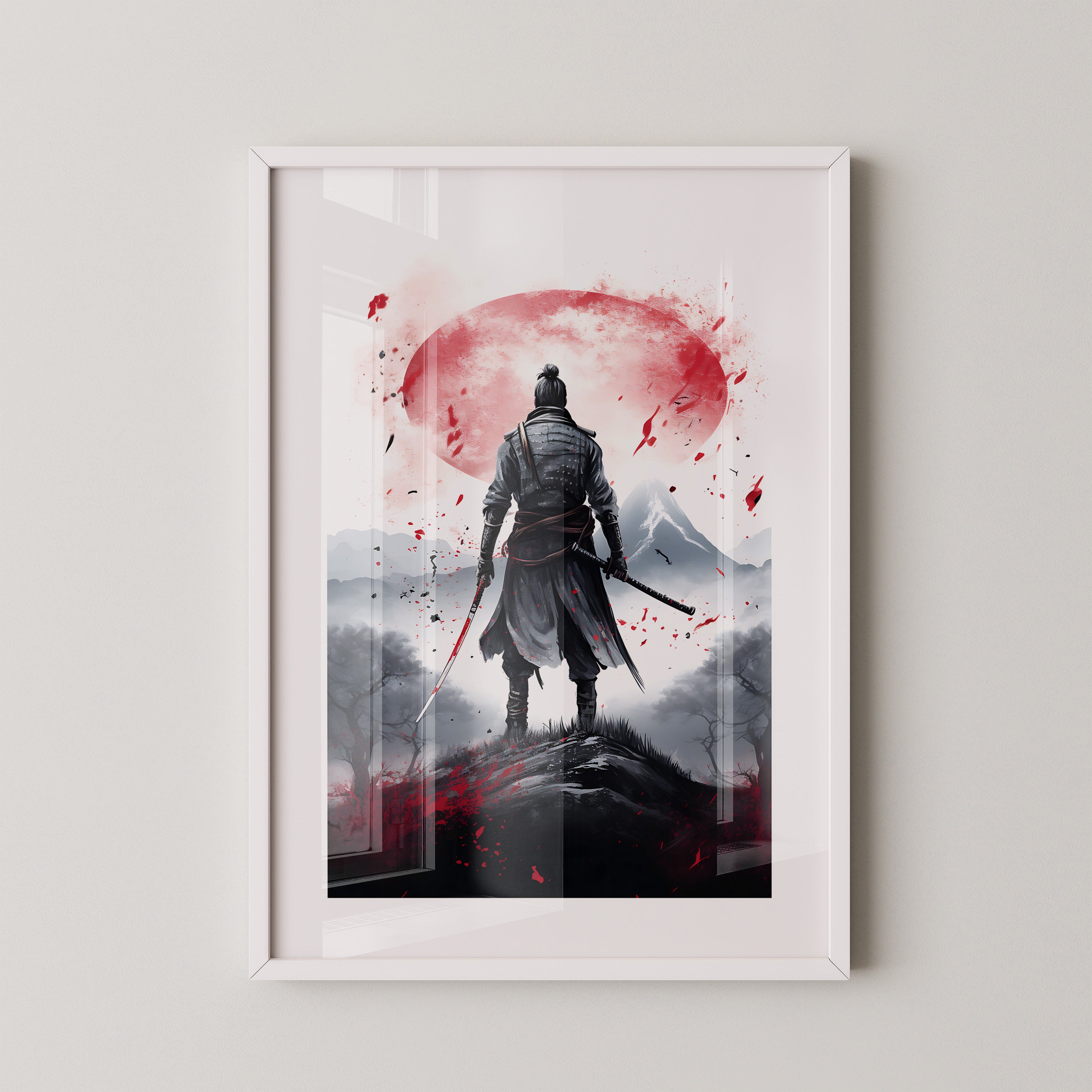 Samurai Landschaft Rot