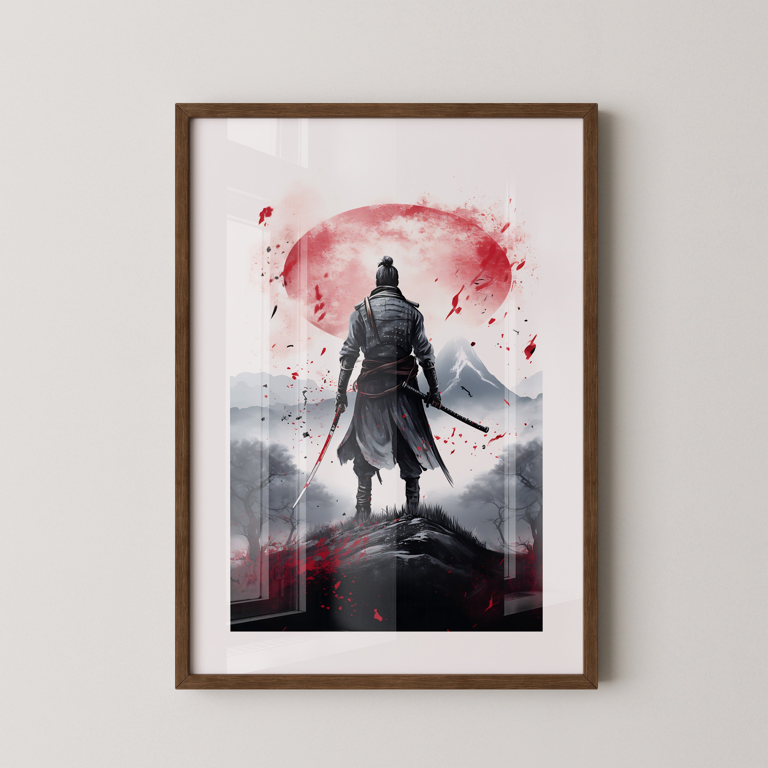 Samurai Landschaft Rot