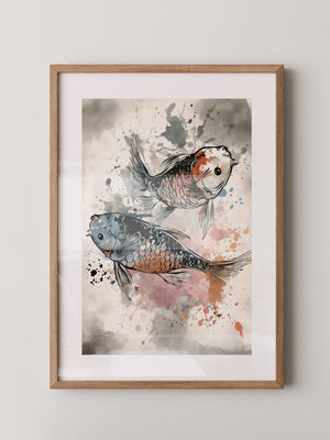 Koi Fische Aquarellspritzer