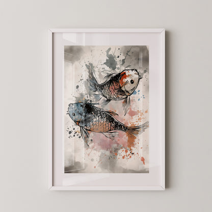 Koi Fische Aquarellspritzer