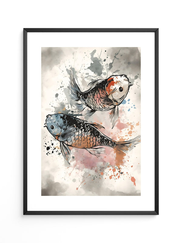 Koi Fische Aquarellspritzer
