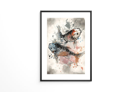 Koi Fische Aquarellspritzer
