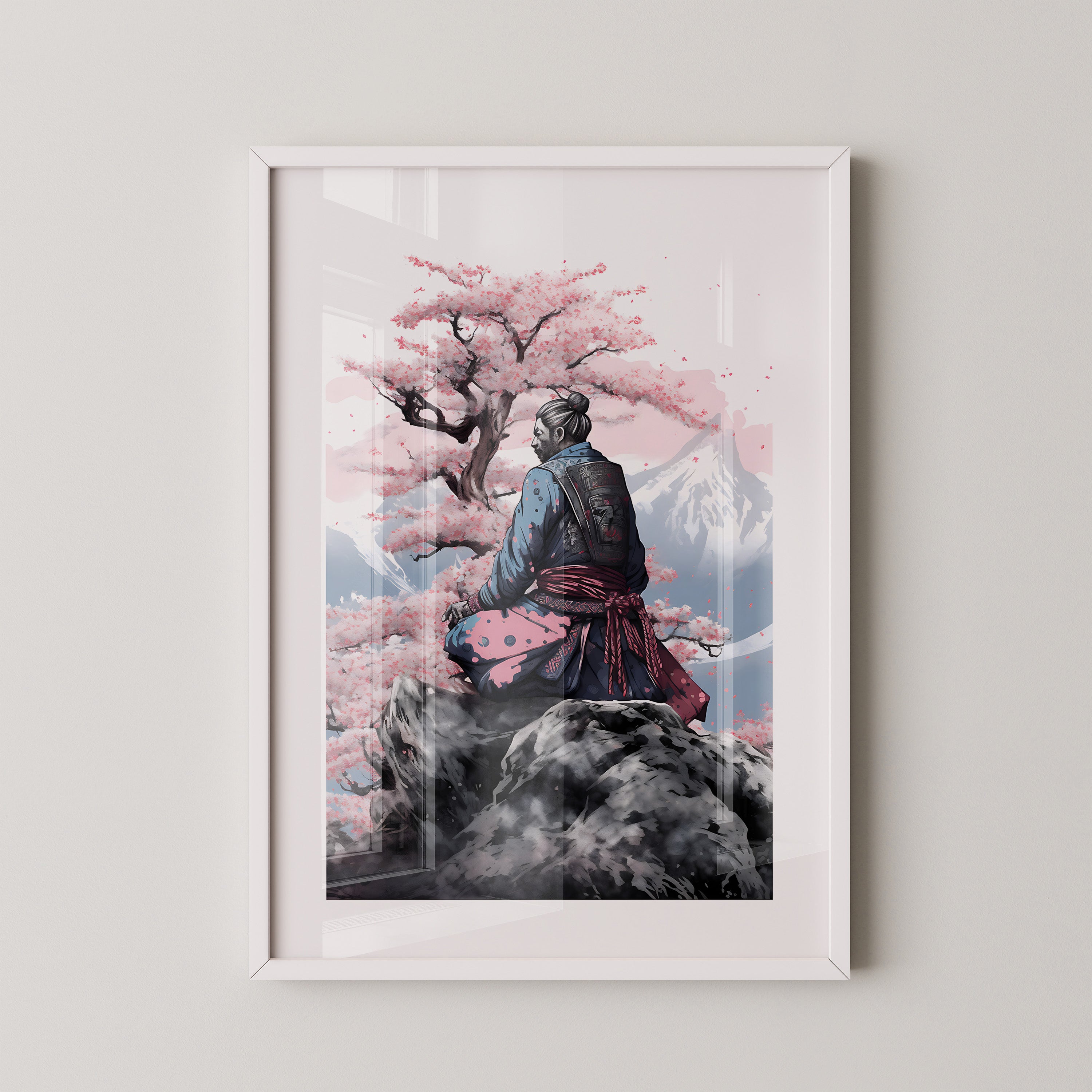 Samurai Kirschblüten Landschaft