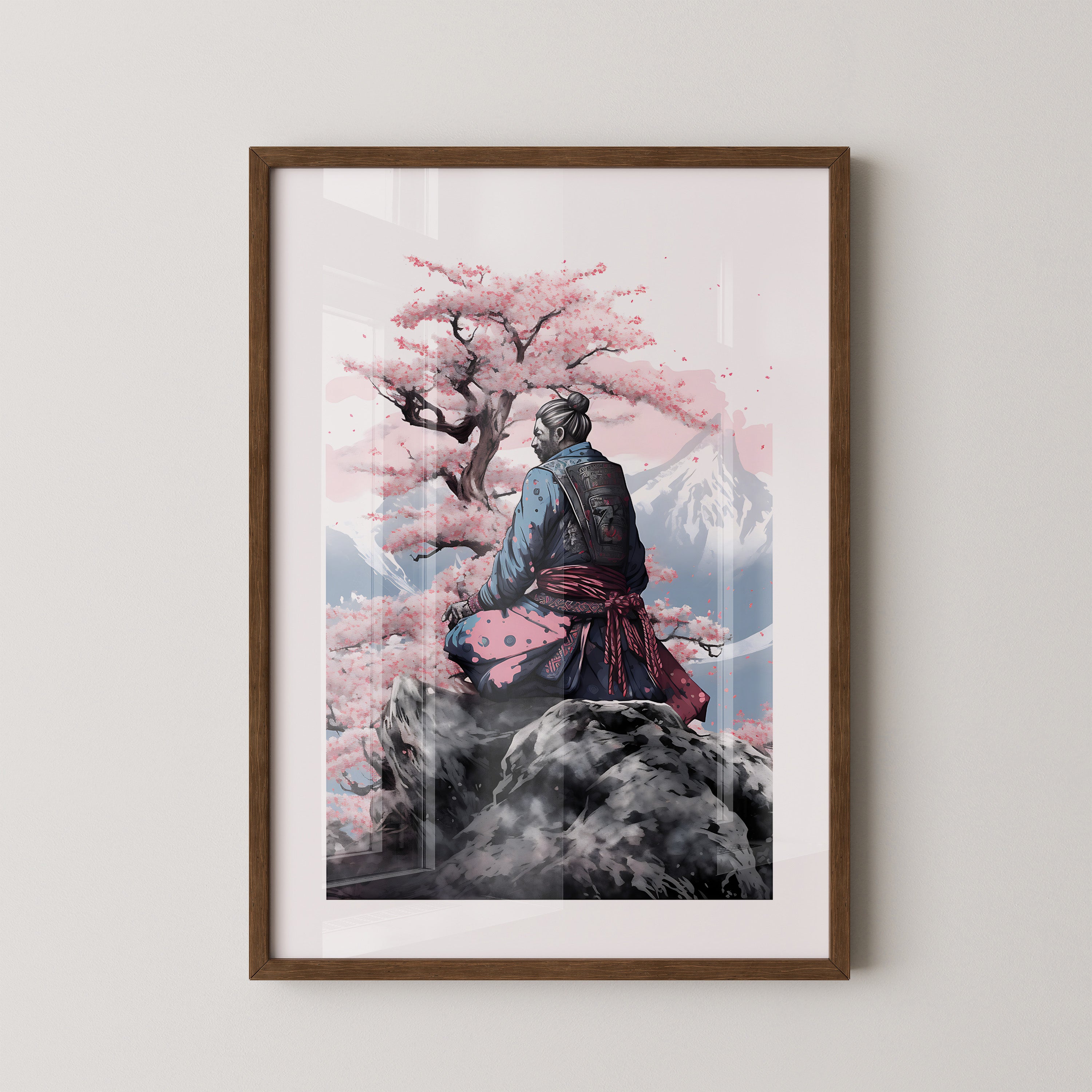 Samurai Kirschblüten Landschaft