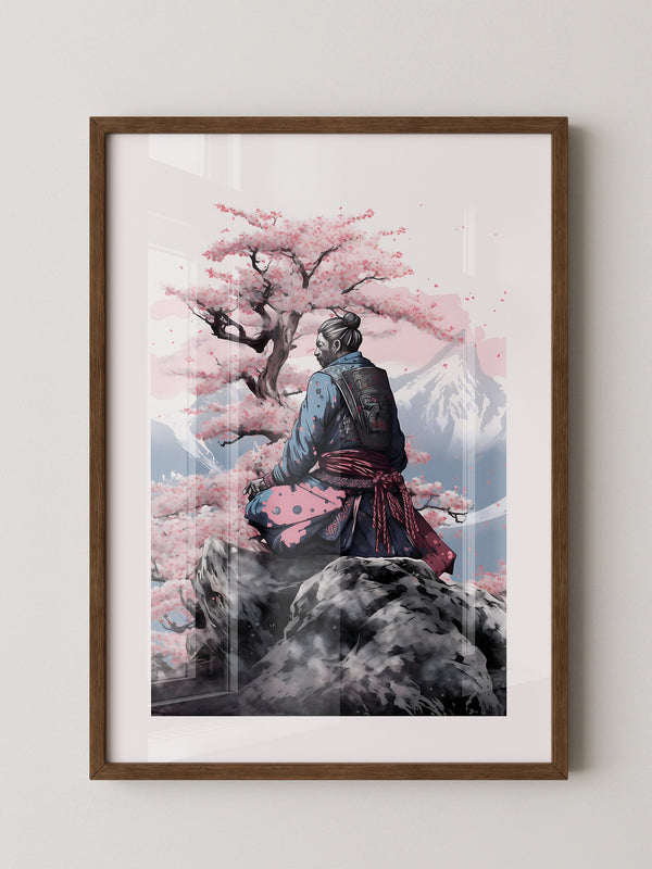 Samurai Kirschblüten Landschaft