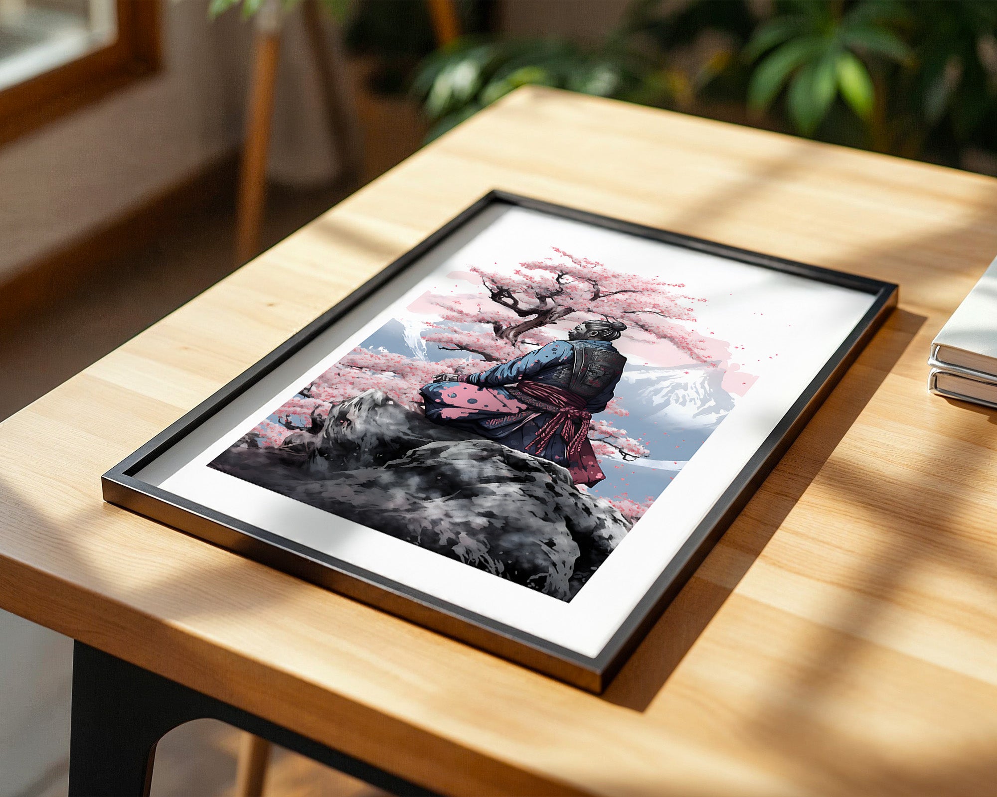 Samurai Kirschblüten Landschaft