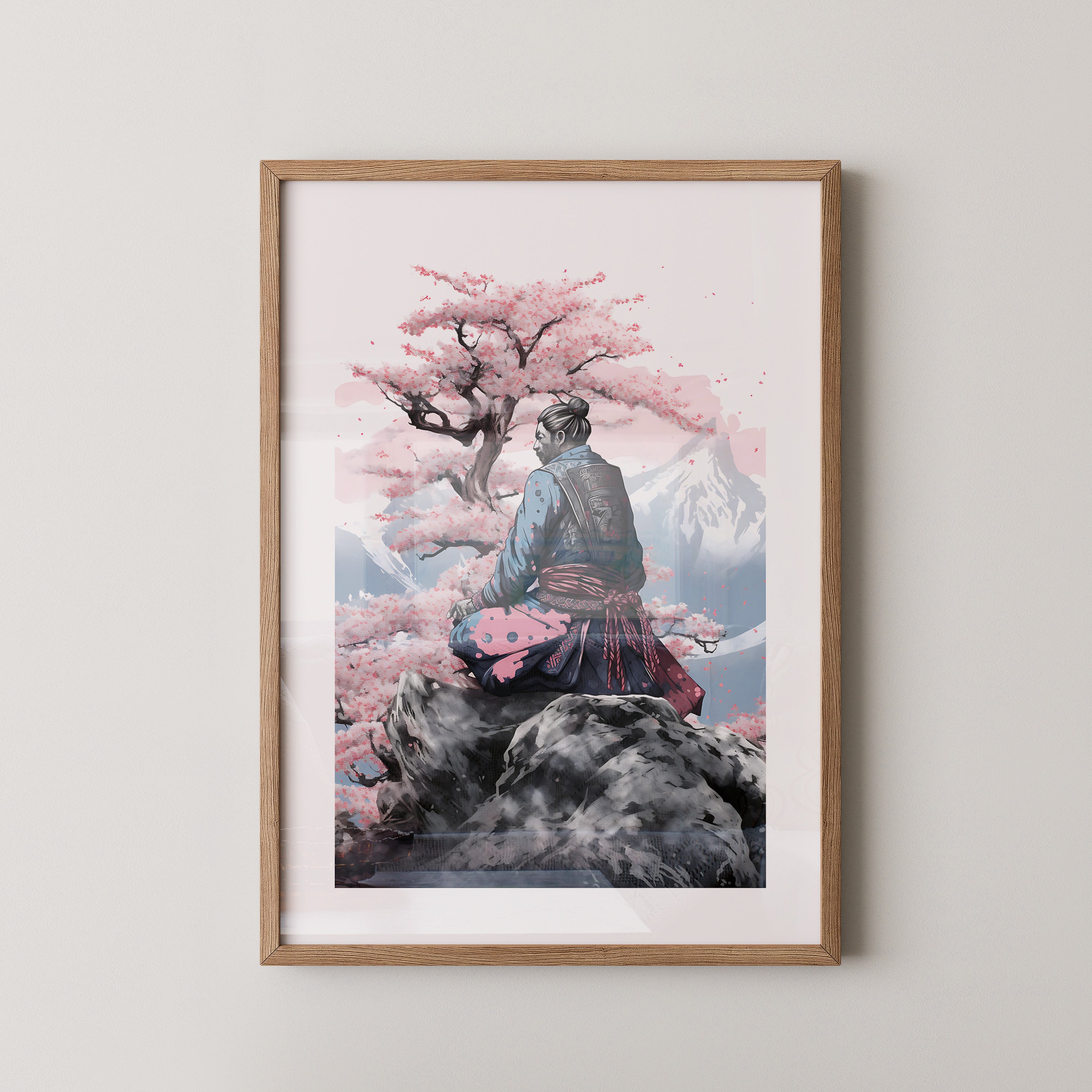 Samurai Kirschblüten Landschaft