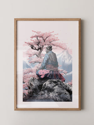 Samurai Kirschblüten Landschaft