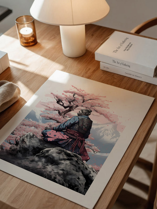 Samurai Kirschblüten Landschaft