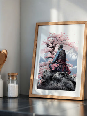 Samurai Kirschblüten Landschaft