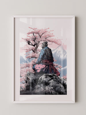 Samurai Kirschblüten Landschaft