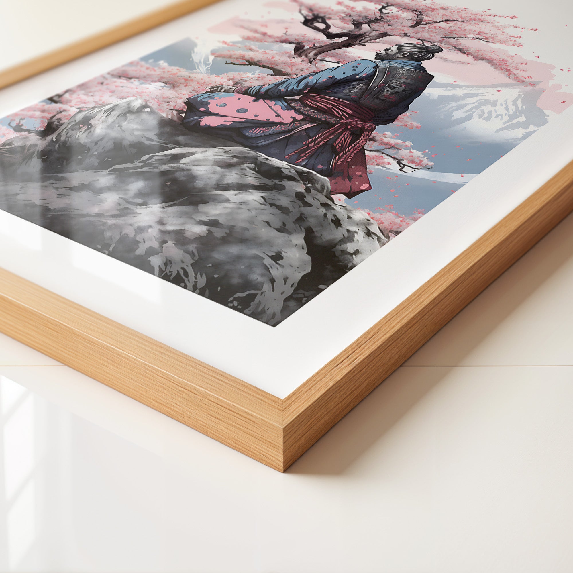 Samurai Kirschblüten Landschaft