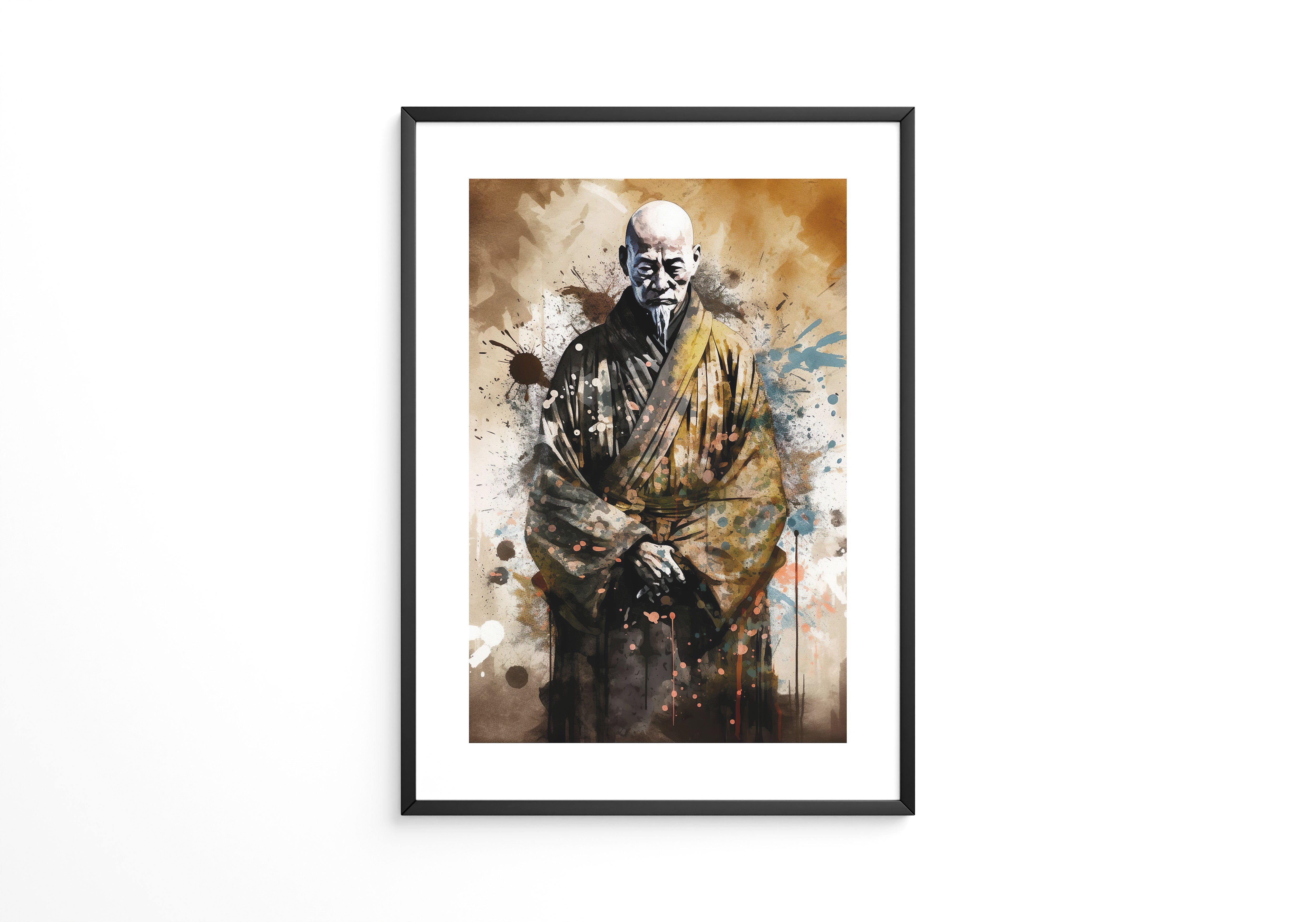 Zen Mönch Aquarell Explosion