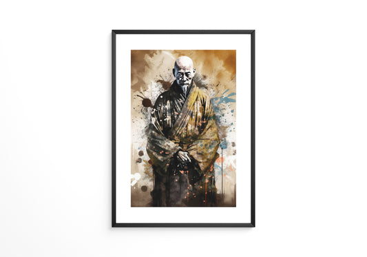 Zen Mönch Aquarell Explosion