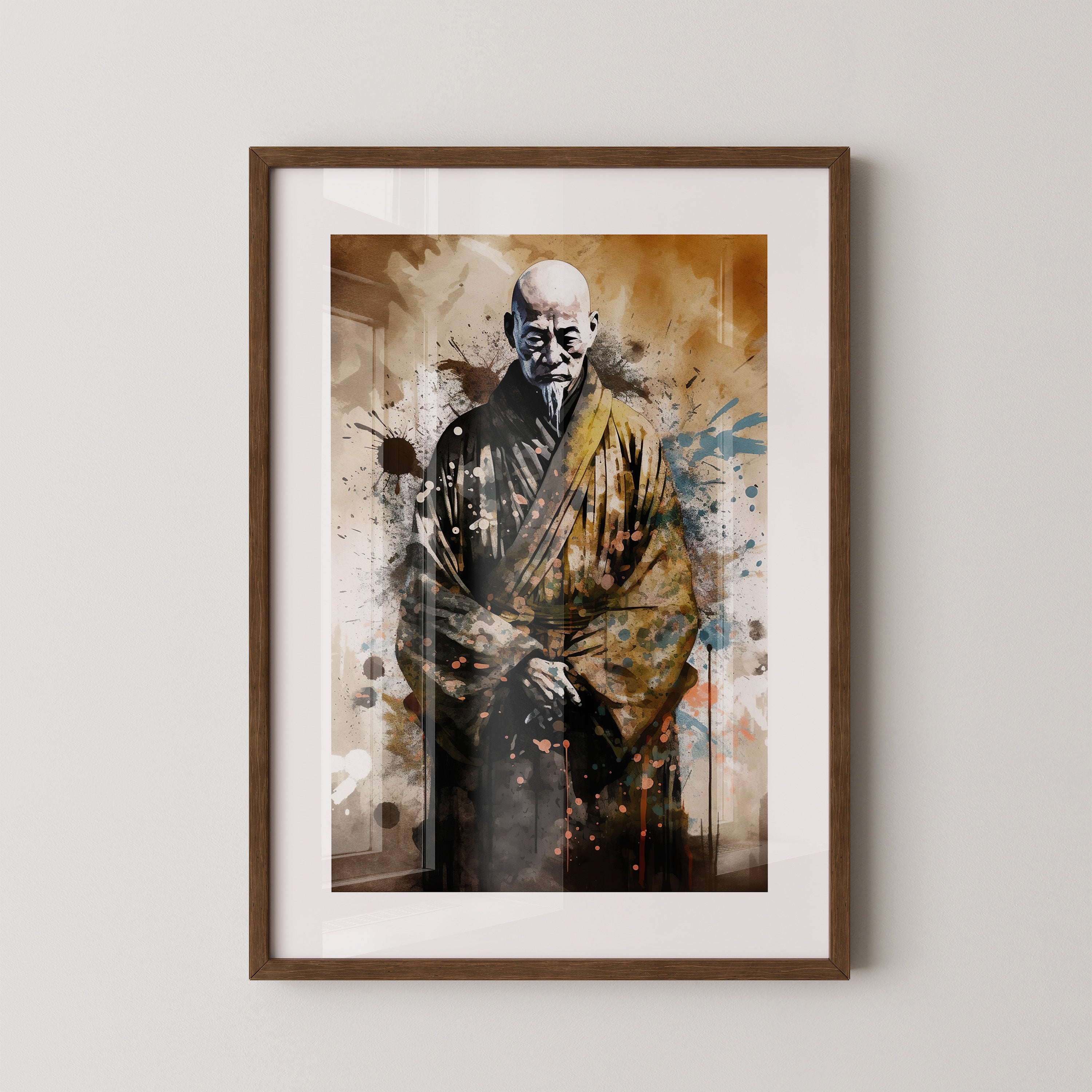 Zen Mönch Aquarell Explosion