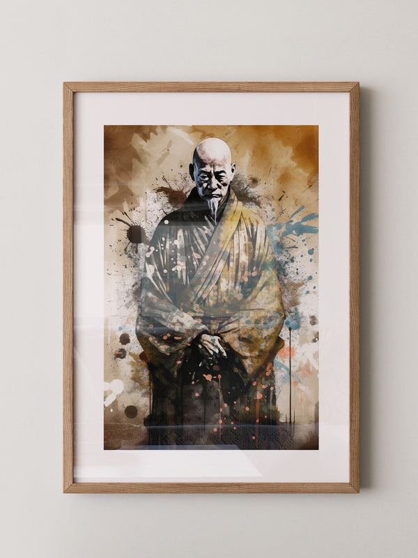 Zen Mönch Aquarell Explosion