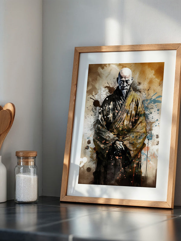 Zen Mönch Aquarell Explosion
