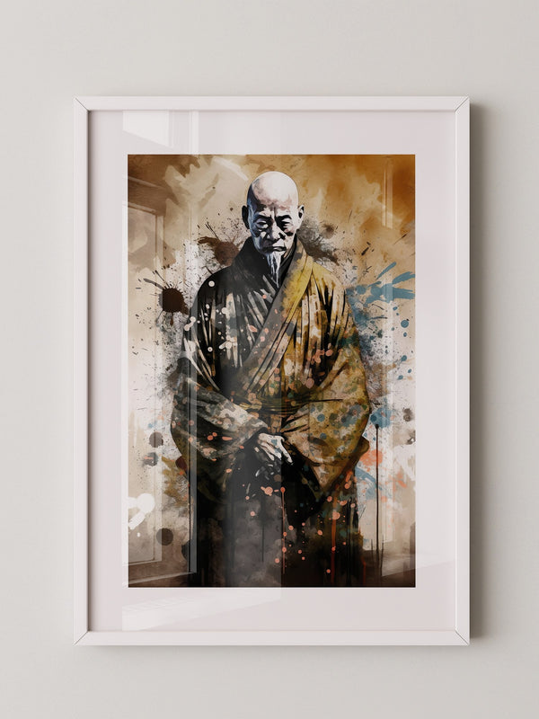 Zen Mönch Aquarell Explosion
