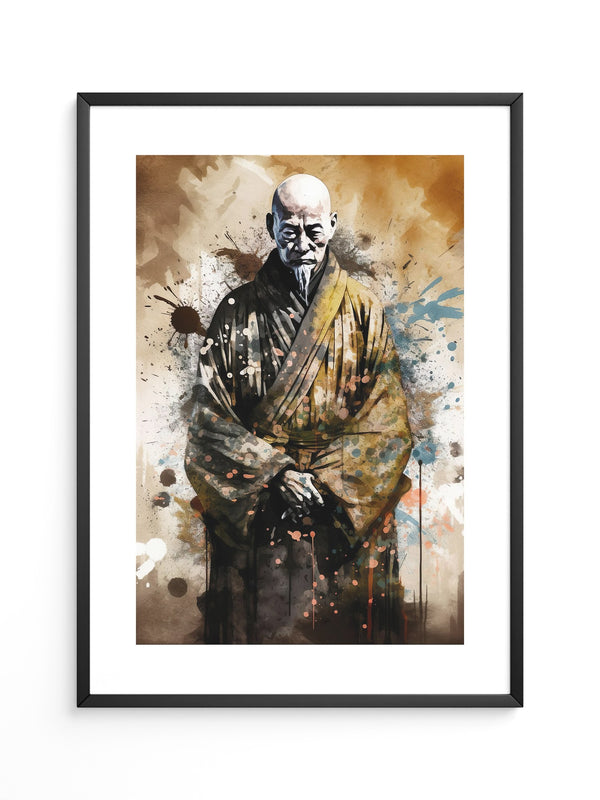 Zen Mönch Aquarell Explosion