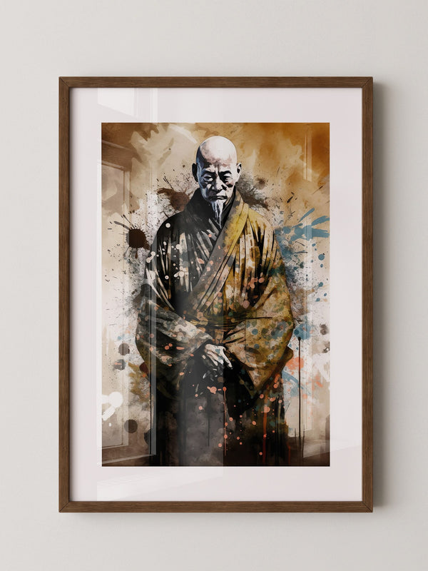 Zen Mönch Aquarell Explosion
