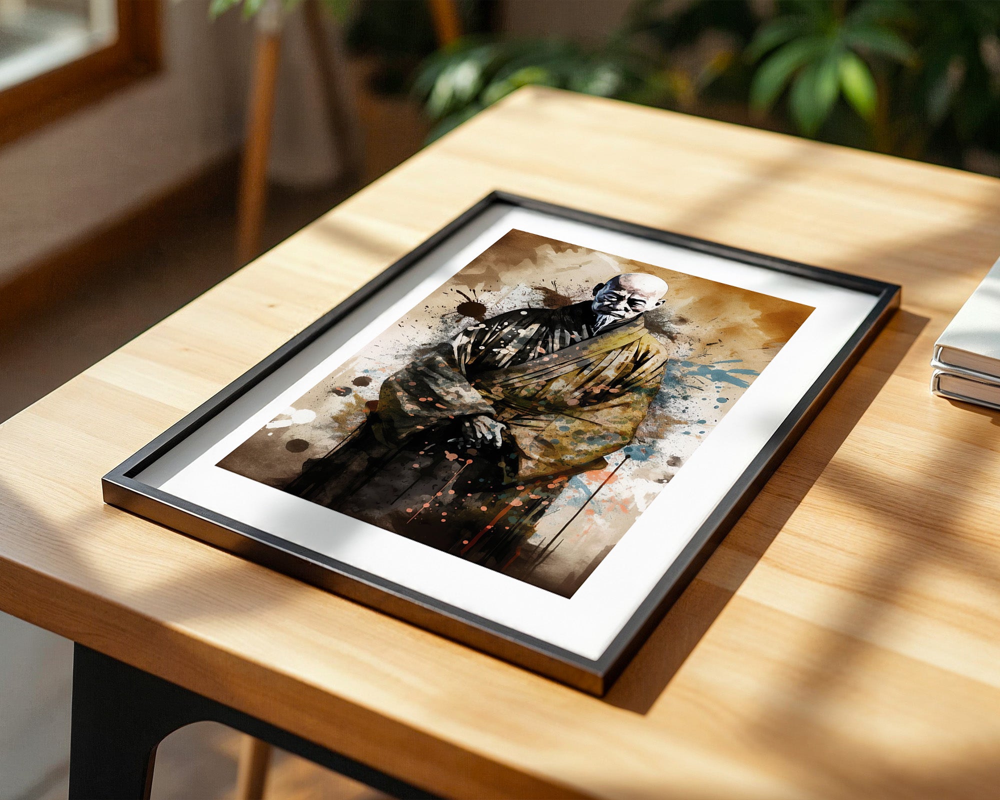 Zen Mönch Aquarell Explosion