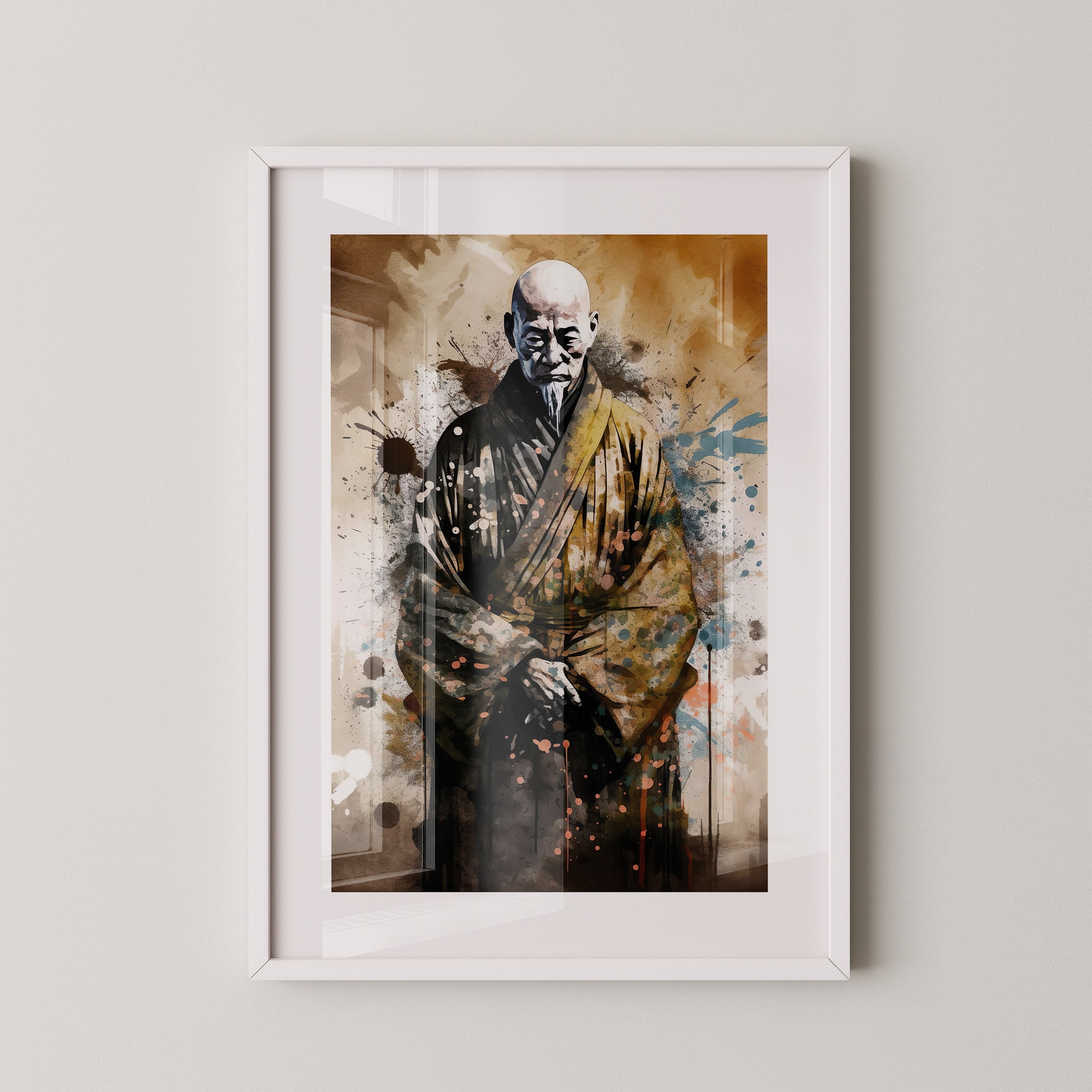 Zen Mönch Aquarell Explosion