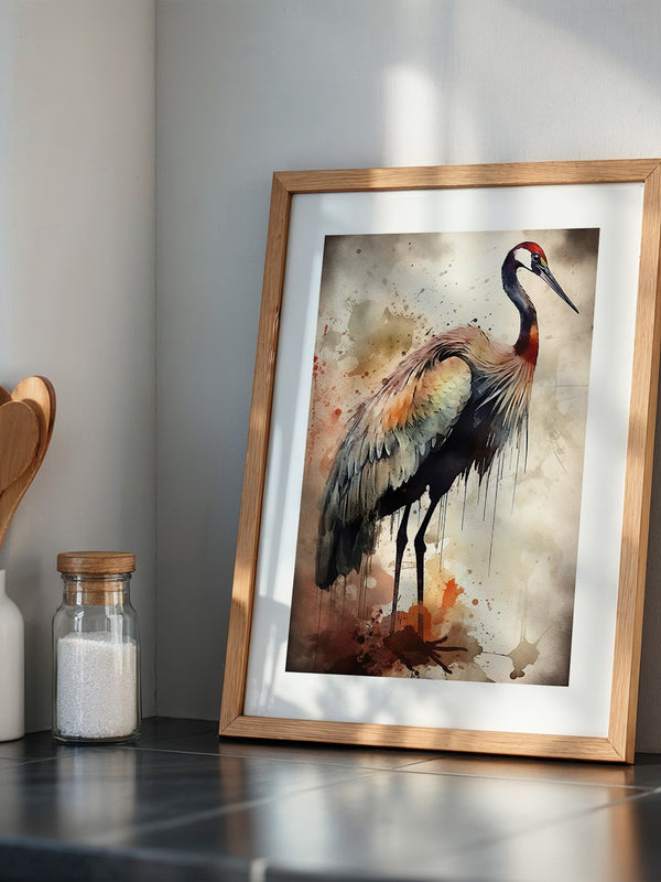 Kranich Aquarellfarben Explosion