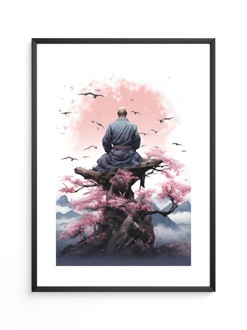 Mönch Kirschblüten Meditation