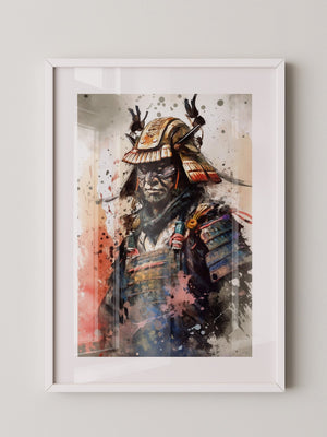 Samurai Krieger Aquarell