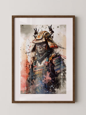 Samurai Krieger Aquarell