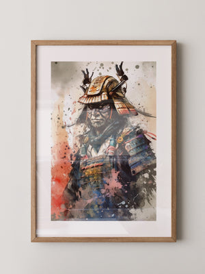 Samurai Krieger Aquarell