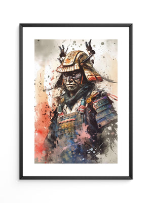 Samurai Krieger Aquarell