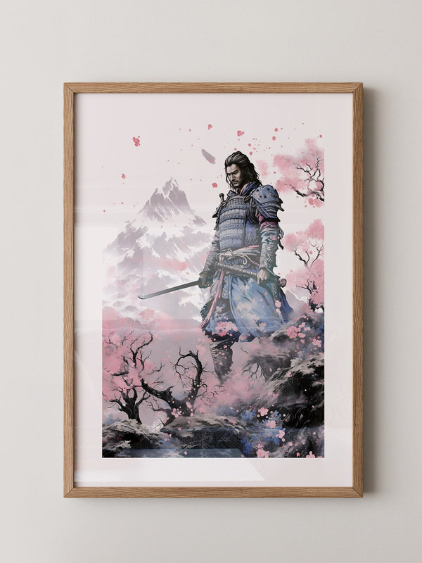 Samurai Blütenpracht Bergsilhouette