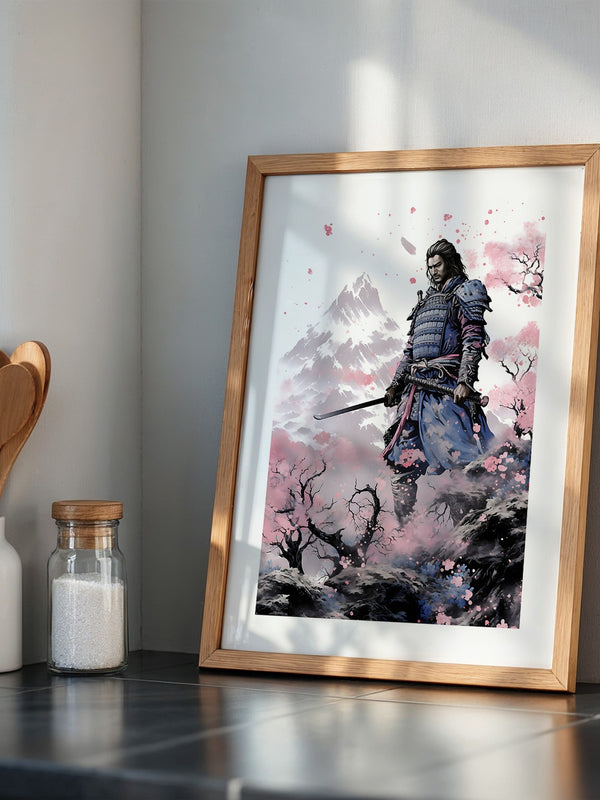 Samurai Blütenpracht Bergsilhouette