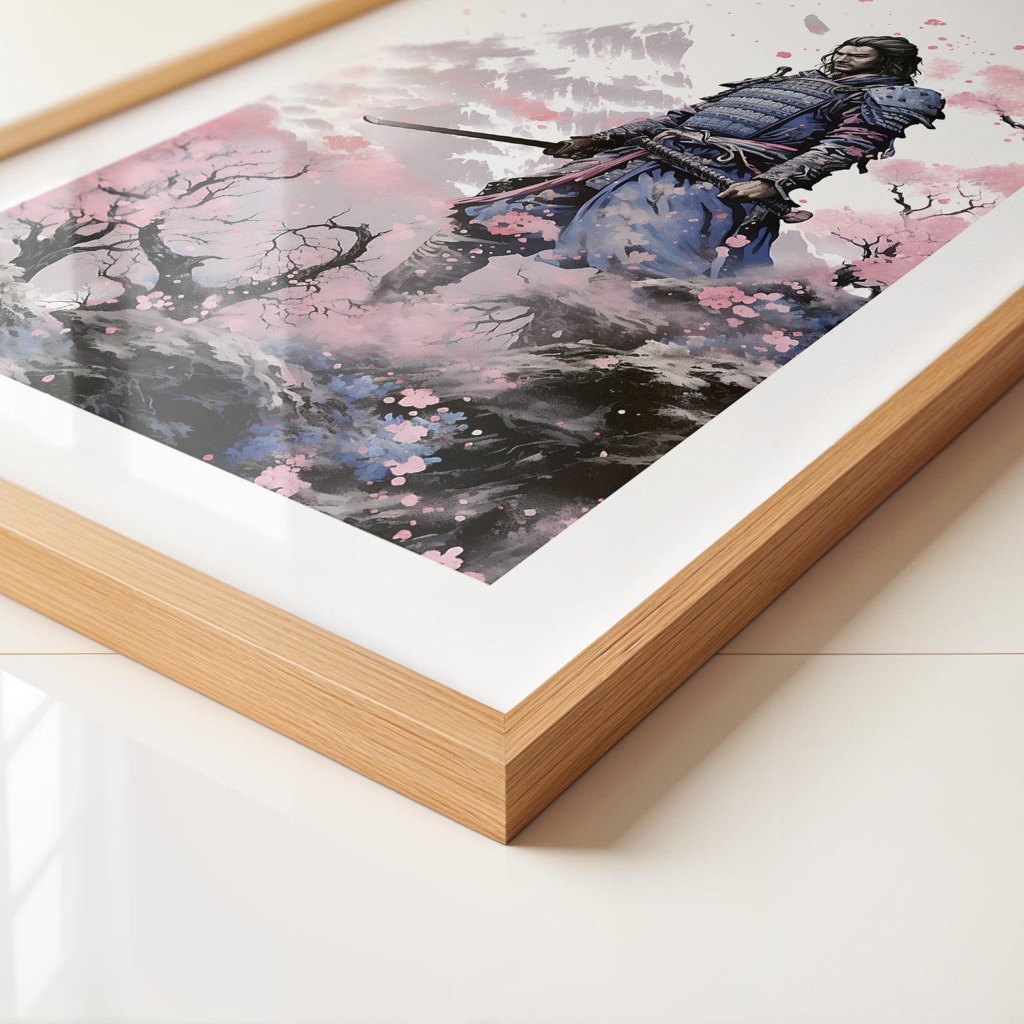 Samurai Blütenpracht Bergsilhouette