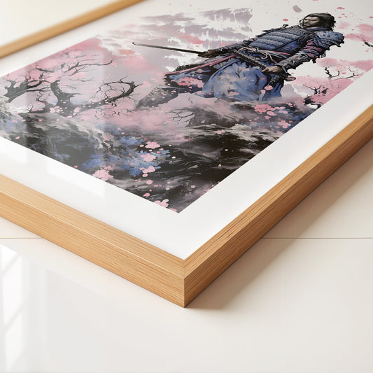 Samurai Blütenpracht Bergsilhouette