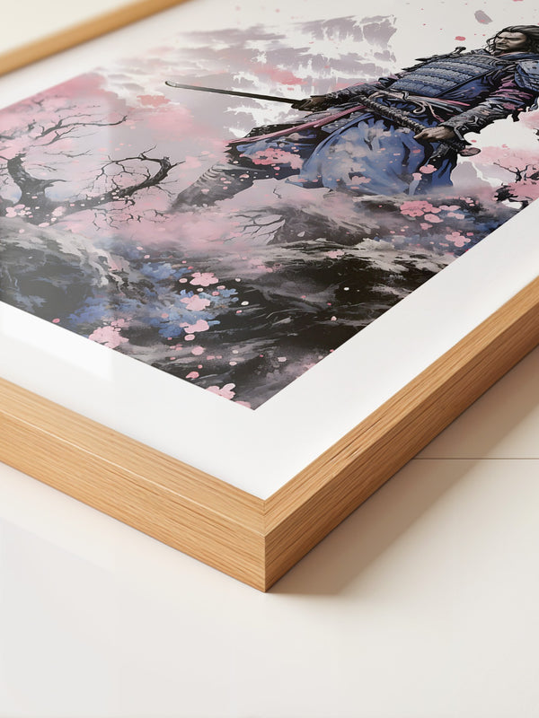 Samurai Blütenpracht Bergsilhouette