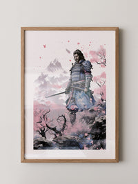 Samurai Blütenpracht Bergsilhouette