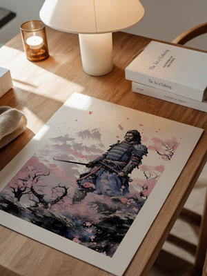 Samurai Blütenpracht Bergsilhouette