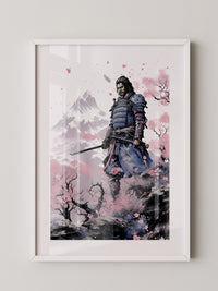 Samurai Blütenpracht Bergsilhouette