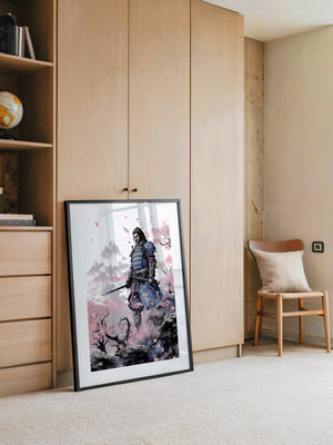 Samurai Blütenpracht Bergsilhouette