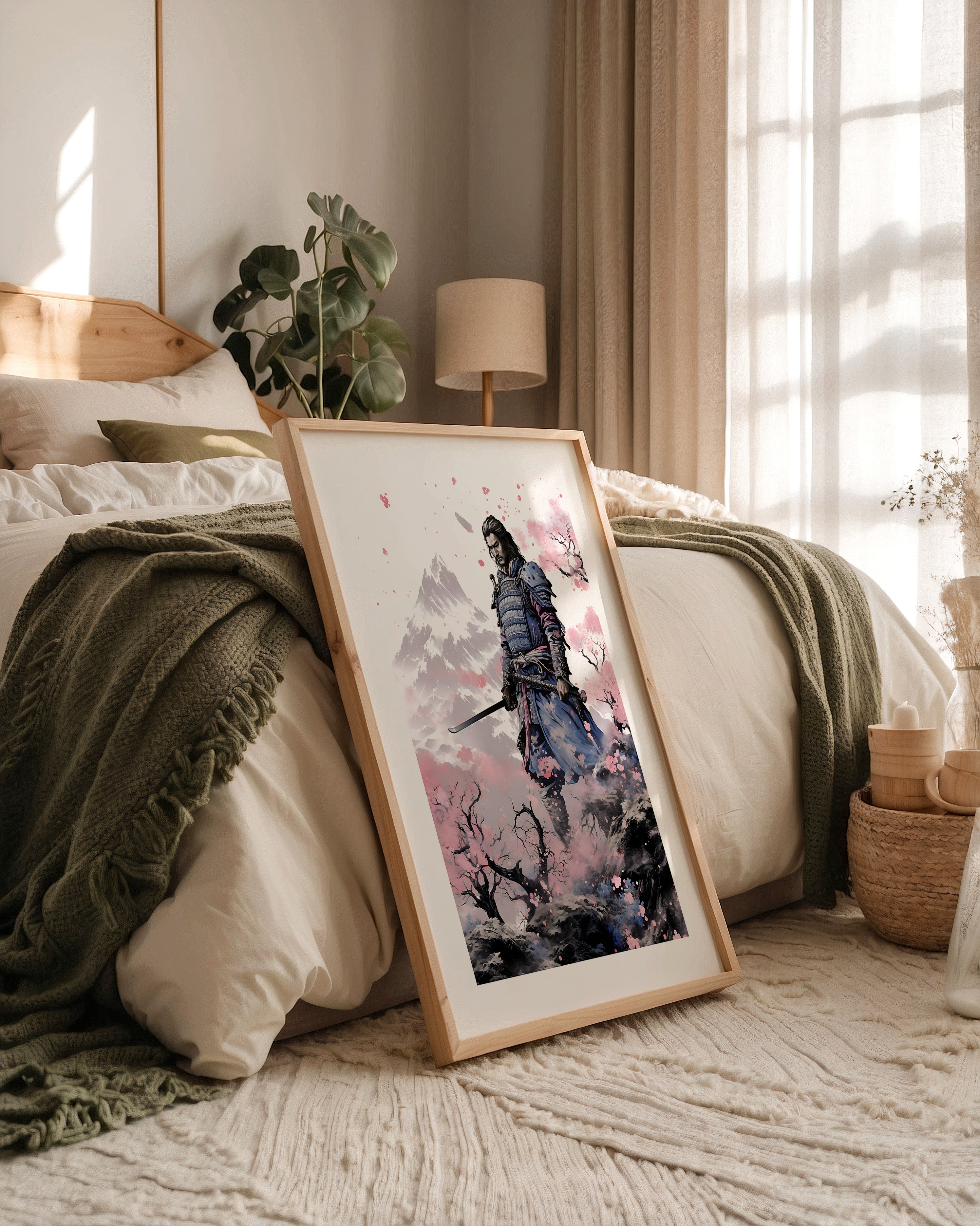 Samurai Blütenpracht Bergsilhouette