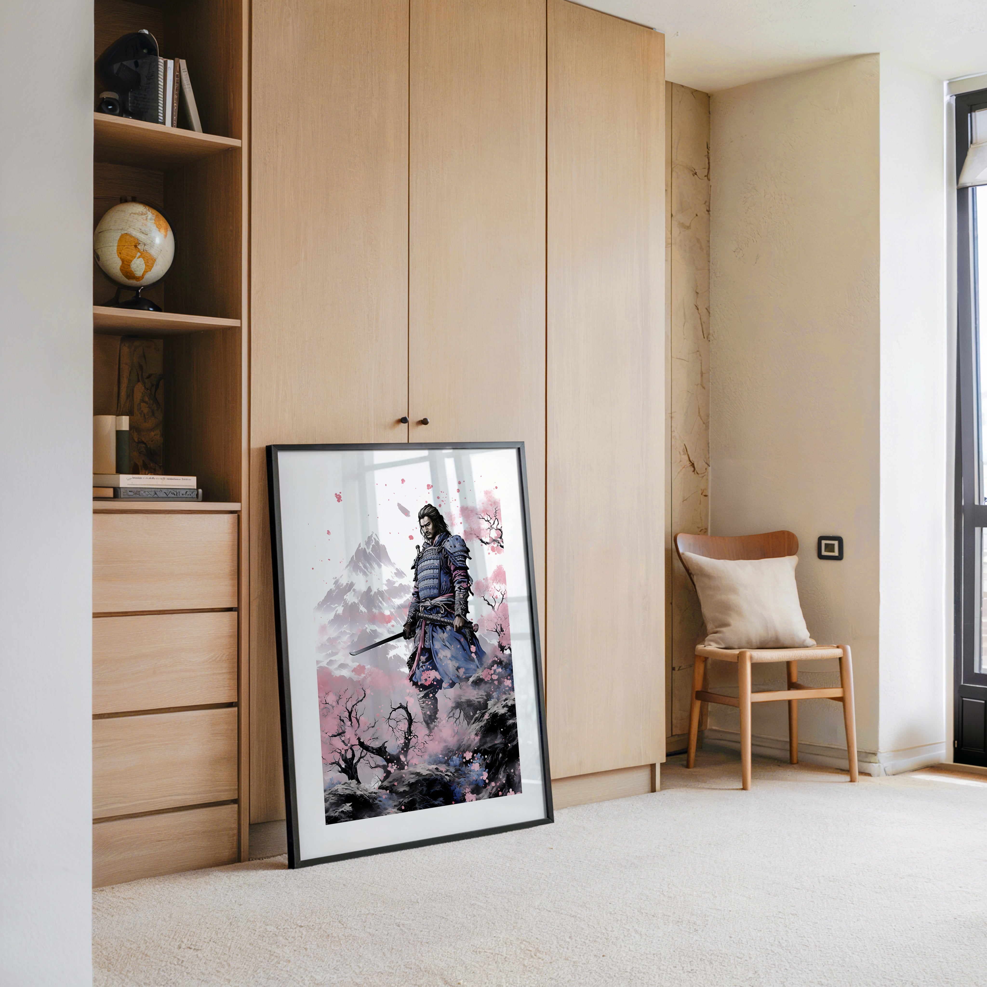 Samurai Blütenpracht Bergsilhouette