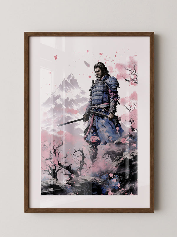 Samurai Blütenpracht Bergsilhouette