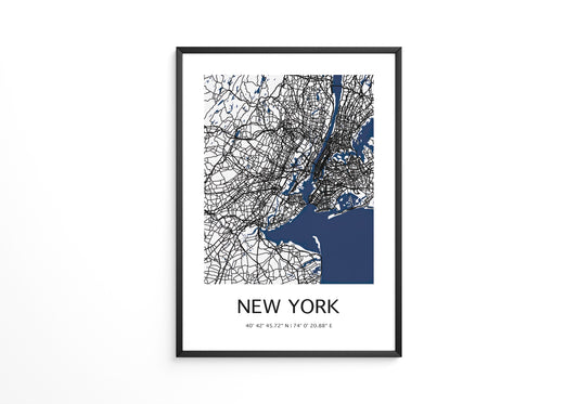 New York Straßenkarte Minimalistisch