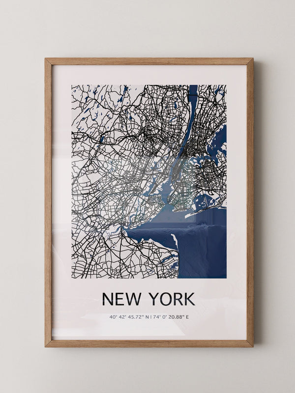 New York Straßenkarte Minimalistisch